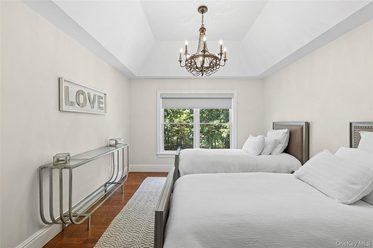 Bedroom, Chandelier, Interior, Wood Texture Flooring