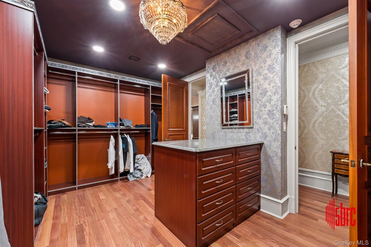 Chandelier, Interior, Recessed Lighting, Walk-in Closets, Wood Texture Flooring