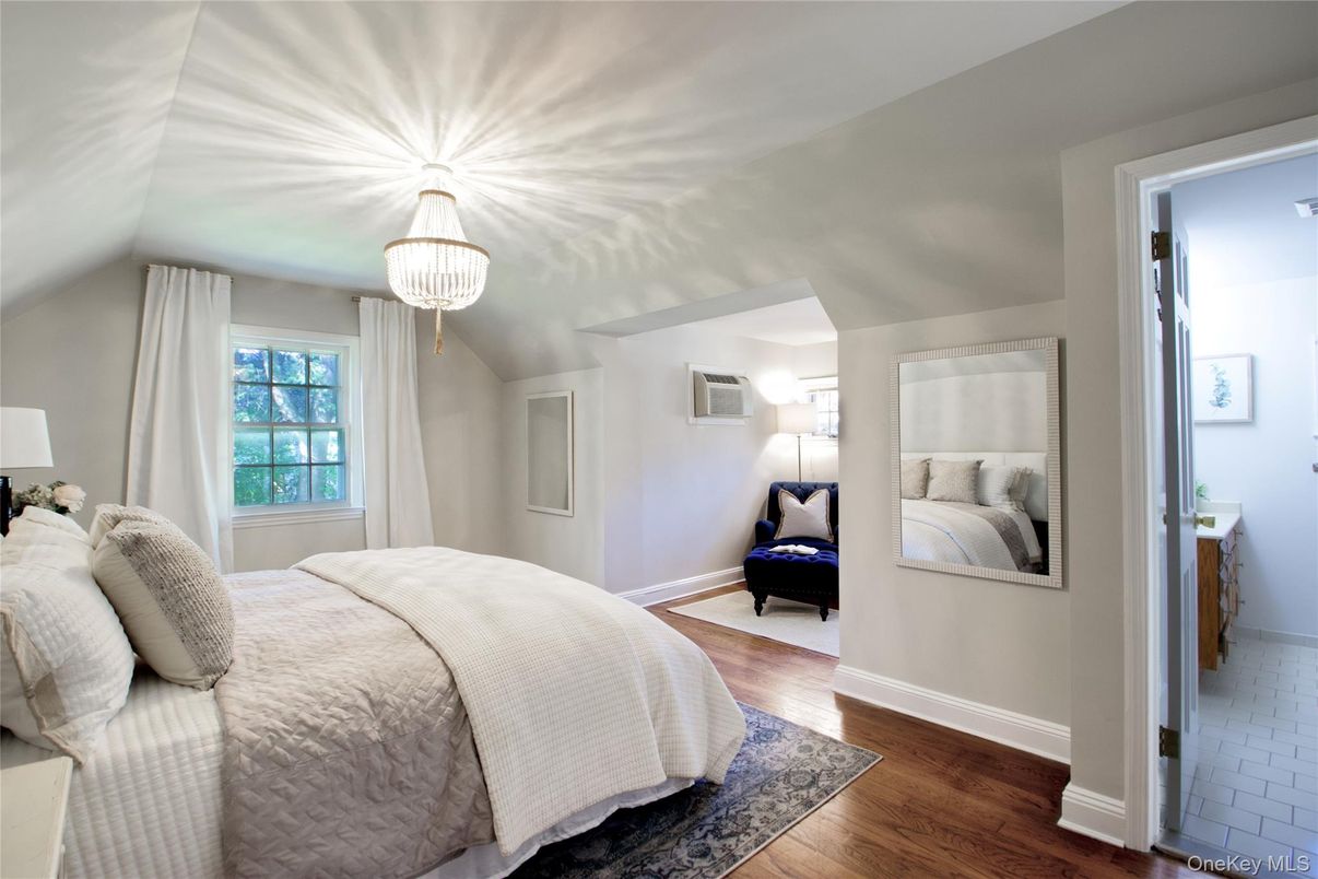 Bedroom, Chandelier, Interior, Wood Texture Flooring