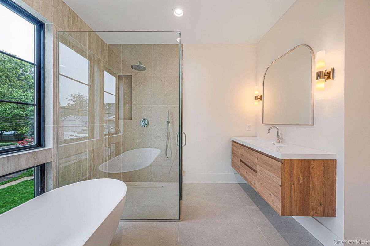 Bathroom, Dual Sink Vanities, Free Standing Baths, Glass Shower, Interior, Recessed Lighting