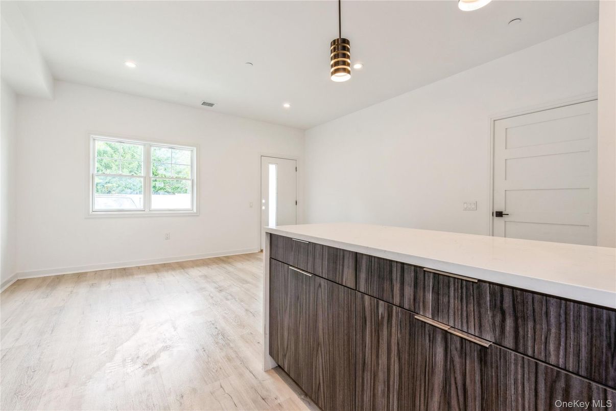 Empty room, Interior, Pendant Lights, Recessed Lighting, Wood Texture Flooring