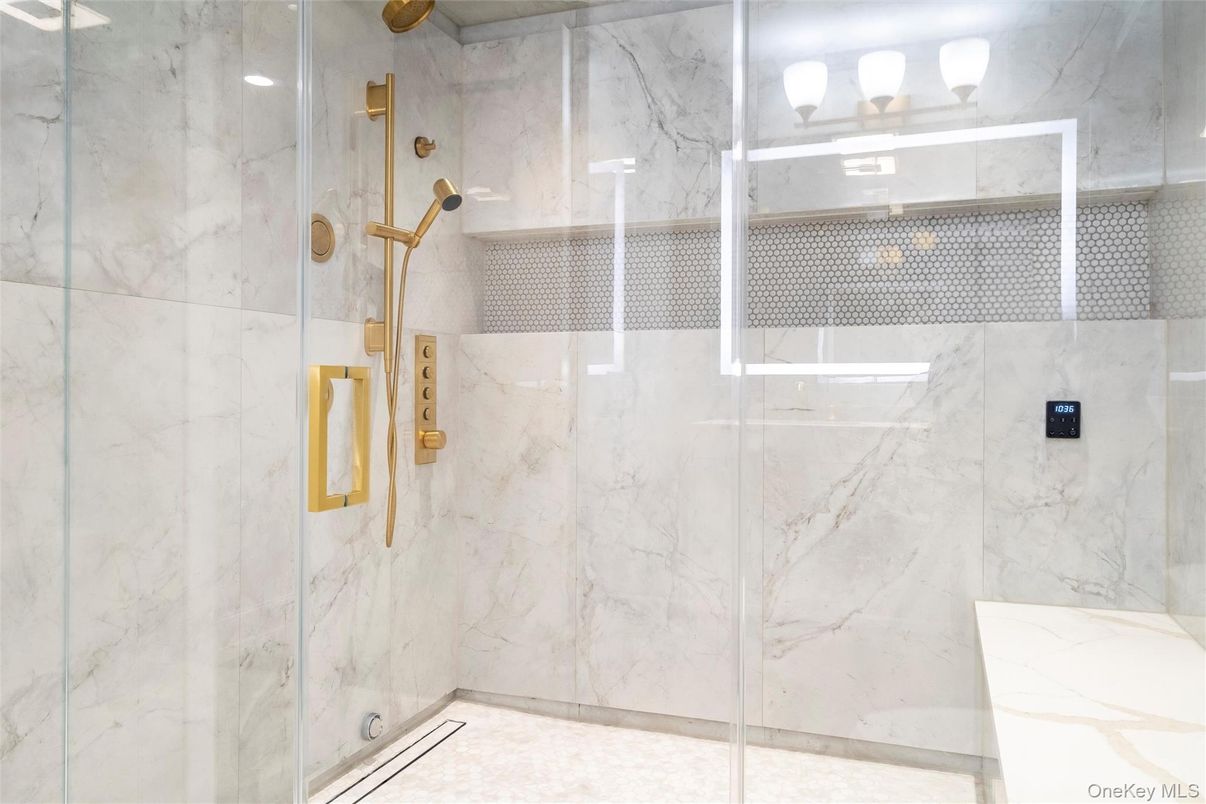 Bathroom, Glass Shower, Interior, Marble Walls