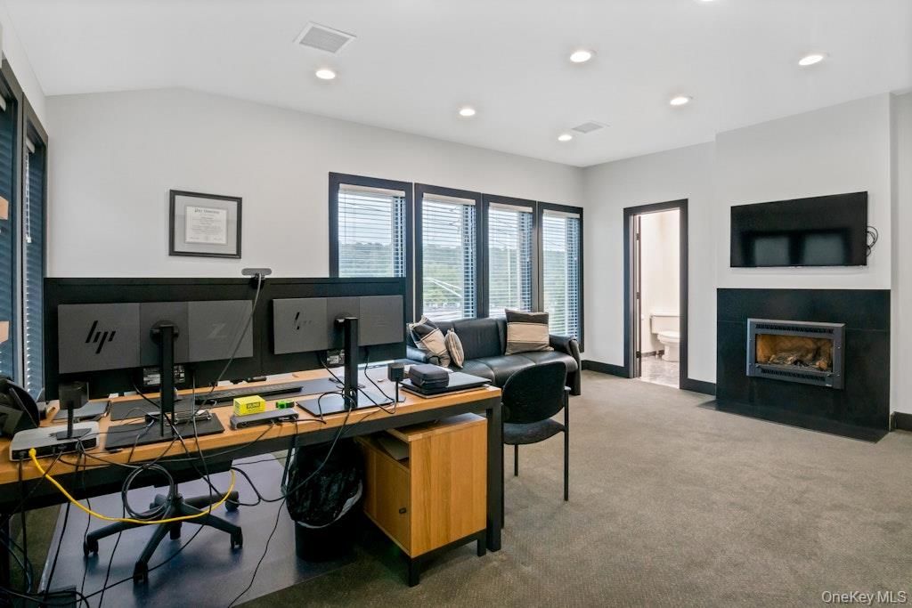 Fireplace, Home Office, Interior, Recessed Lighting