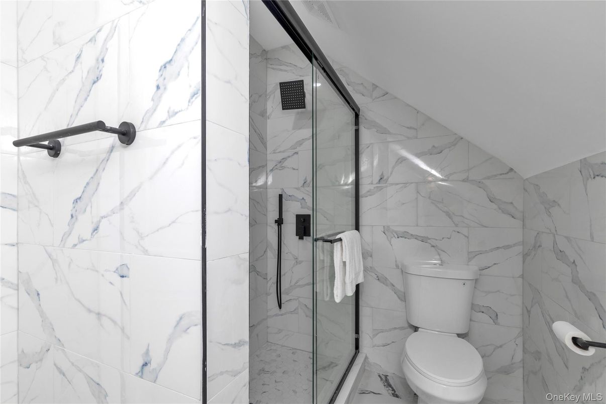 Bathroom, Glass Shower, Interior, Marble Walls