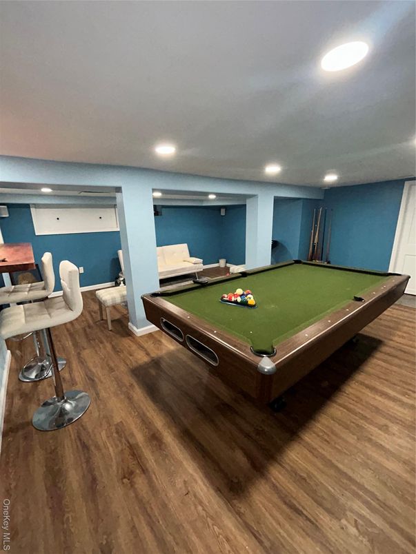 Billiard Table, Game Room, Interior, Recessed Lighting, Wood Texture Flooring