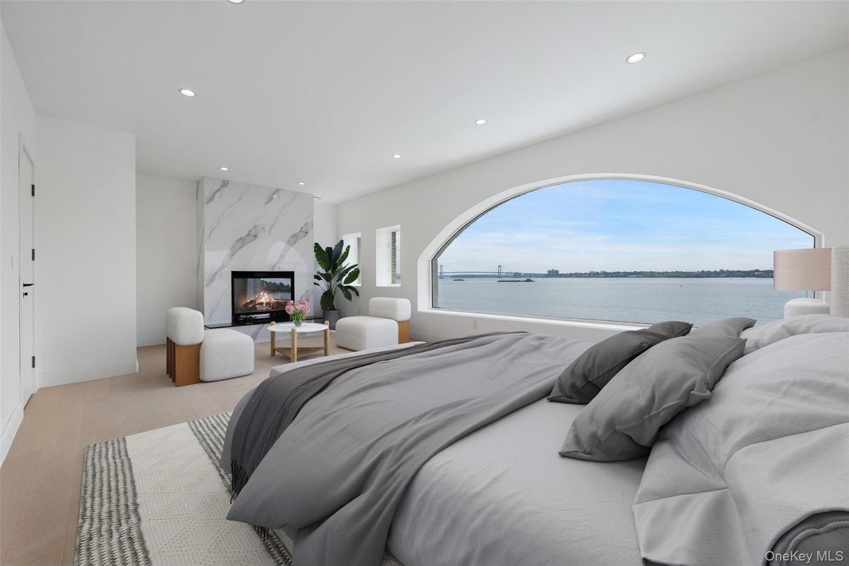Bedroom, Fireplace, Interior, Recessed Lighting, Water