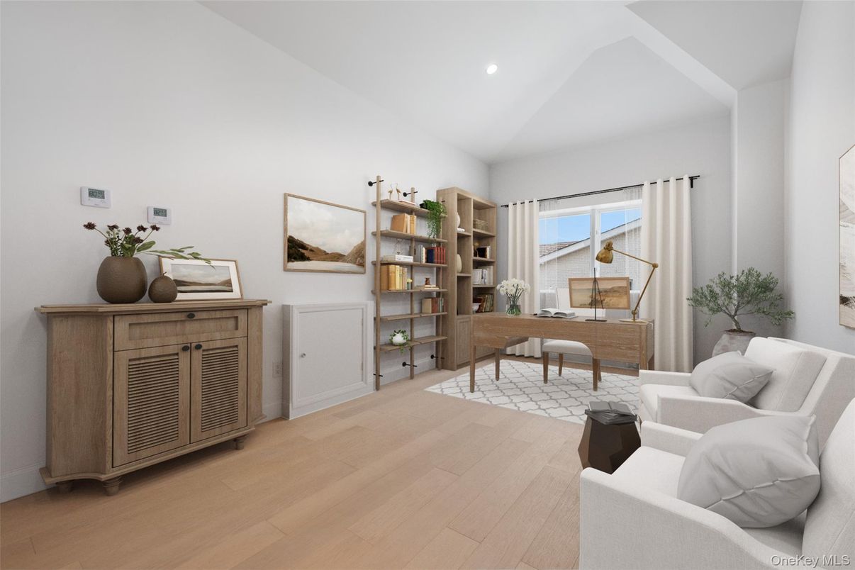 Home Office, Interior, Recessed Lighting, Wood Texture Flooring