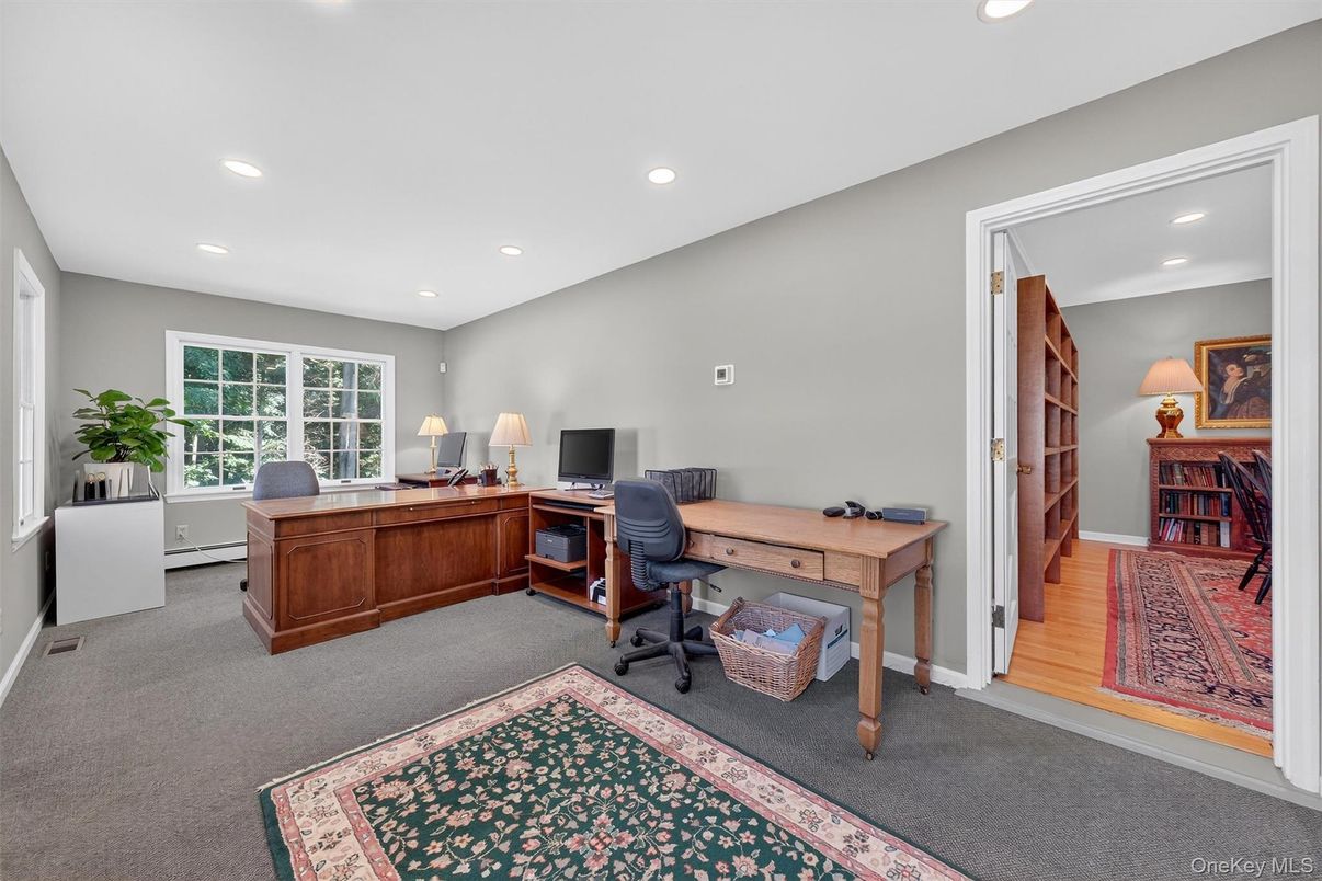 Home Office, Interior, Recessed Lighting, Wood Texture Flooring