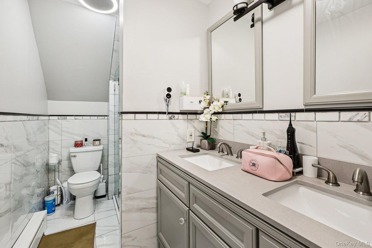 Bathroom, Dual Sink Vanities, Interior, Marble, Marble Walls