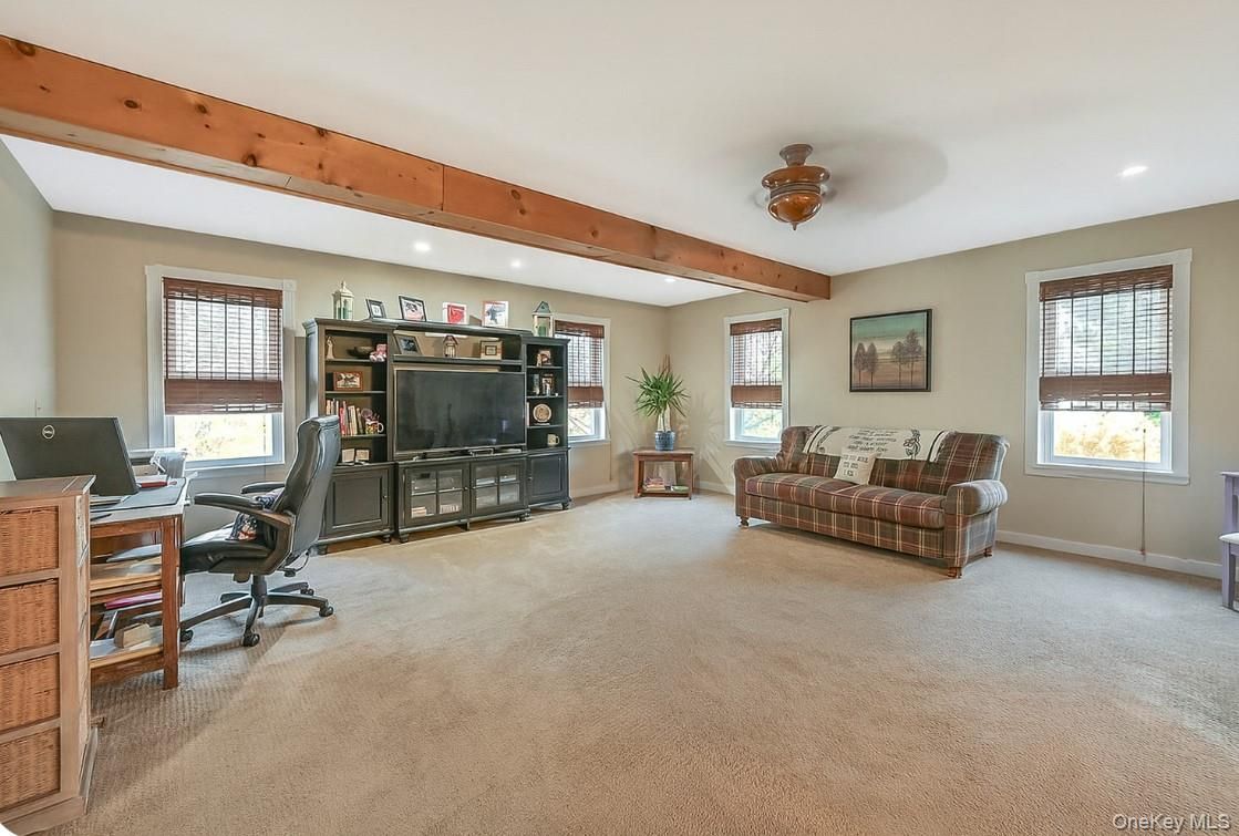 Home Office, Interior, Recessed Lighting, Wooden Beams