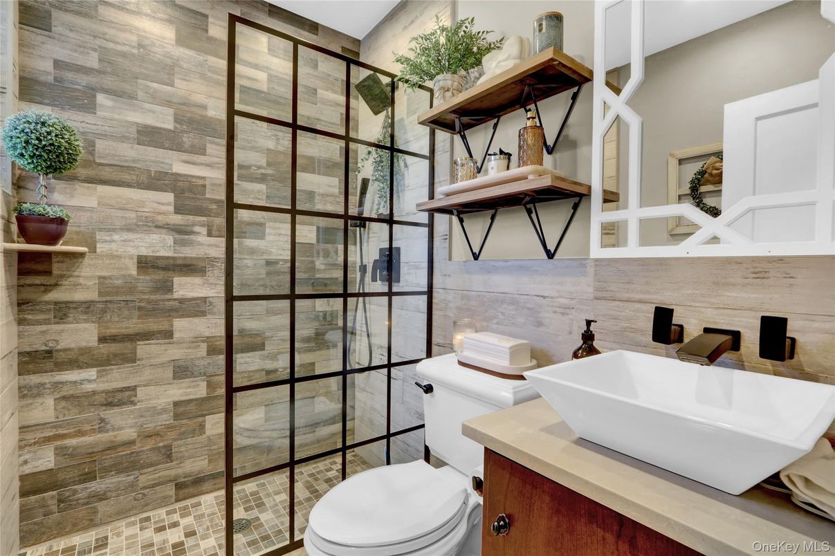 Bathroom, Glass Shower, Interior, Wooden Walls