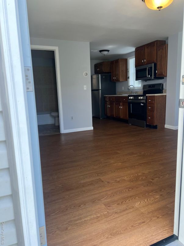 Interior, Kitchen, Stainless Steel Appliances, Wood Texture Flooring