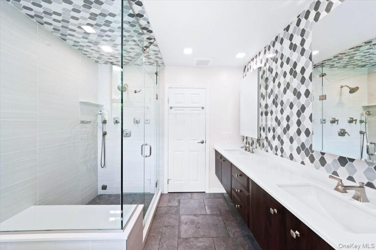 Bathroom, Dual Sink Vanities, Glass Shower, Interior, Recessed Lighting