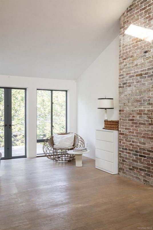 Interior, Stone Walls, Wood Texture Flooring