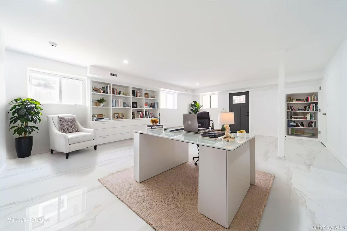 Home Office, Interior, Marble, Recessed Lighting