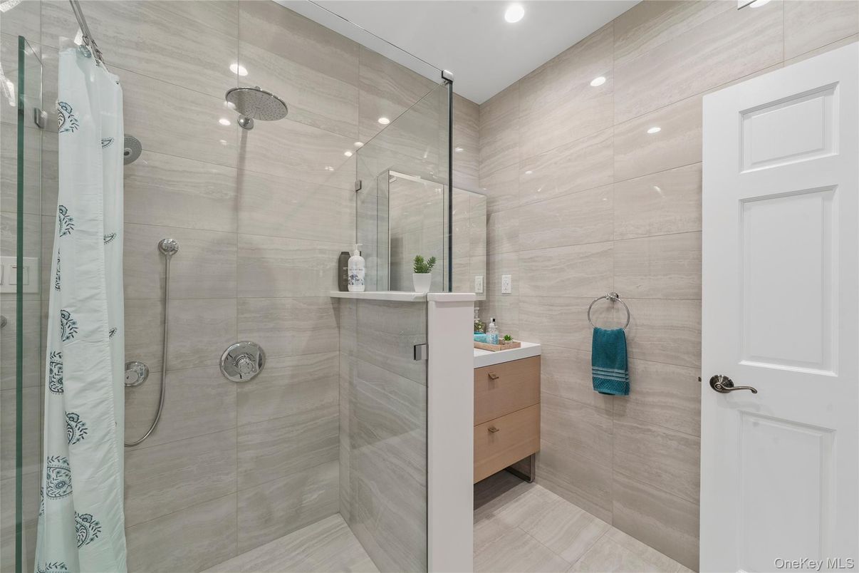 Bathroom, Glass Shower, Interior, Recessed Lighting