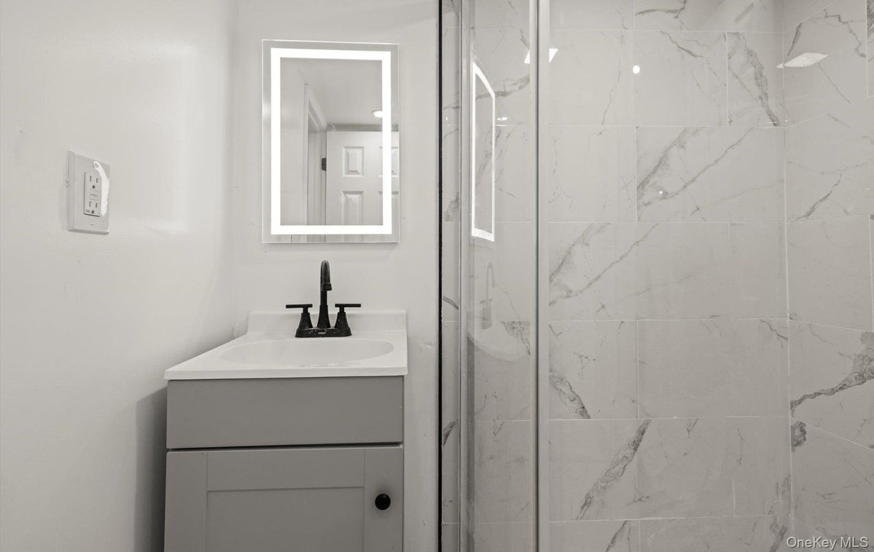 Bathroom, Glass Shower, Interior, Marble Walls