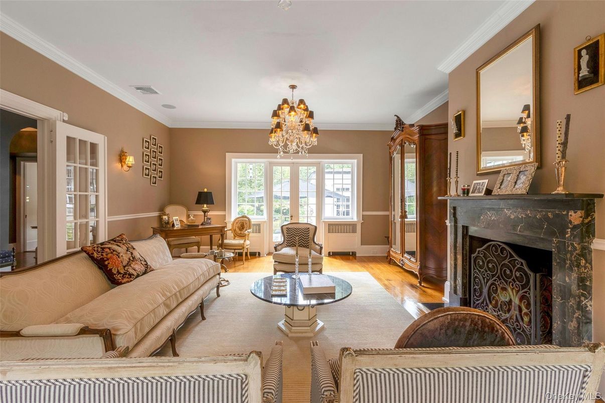 Chandelier, Fireplace, Interior, Living room, Wood Texture Flooring