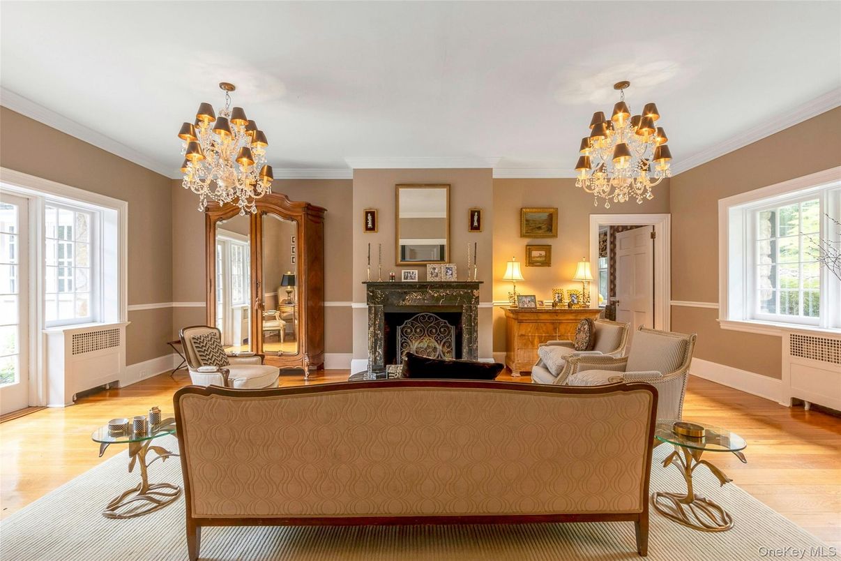 Chandelier, Fireplace, Interior, Living room, Wood Texture Flooring