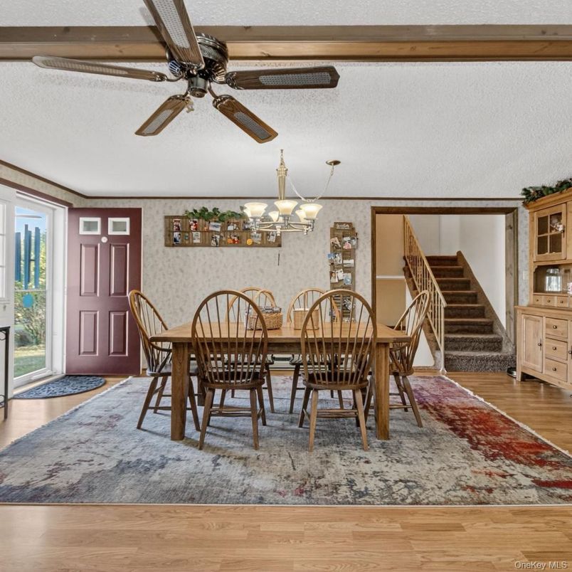 Chandelier, Dining room, Interior, Wood Texture Flooring