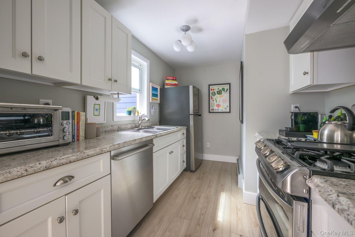 Interior, Kitchen, Stainless Steel Appliances, Wood Texture Flooring