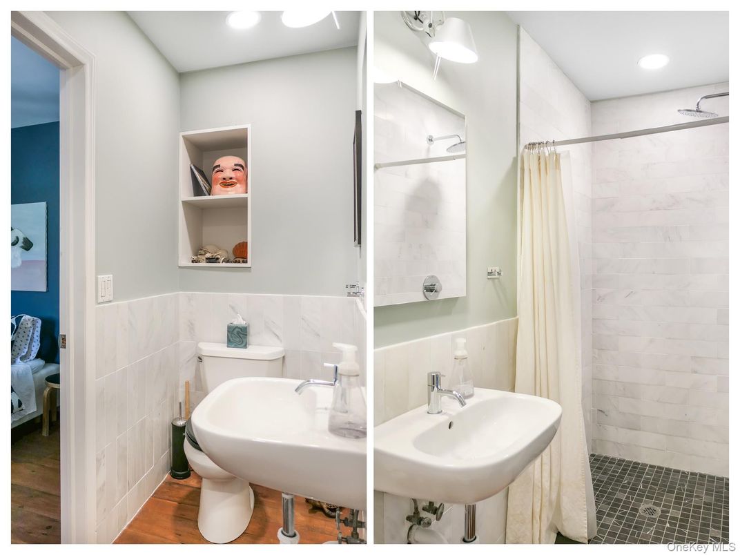 Bathroom, Interior, Recessed Lighting, Wood Texture Flooring