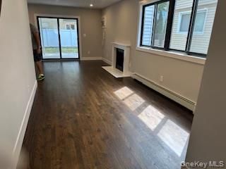 Empty room, Fireplace, Interior, Recessed Lighting, Wood Texture Flooring