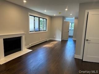 Empty room, Fireplace, Interior, Recessed Lighting, Wood Texture Flooring