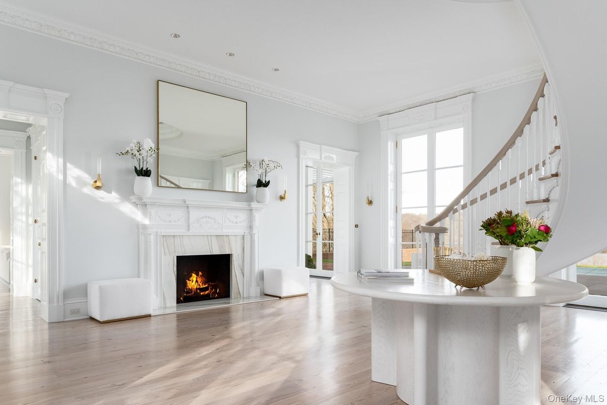 Fireplace, Interior, Recessed Lighting, Wood Texture Flooring
