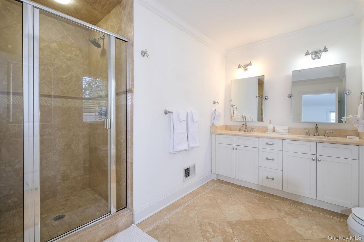Bathroom, Dual Sink Vanities, Glass Shower, Interior