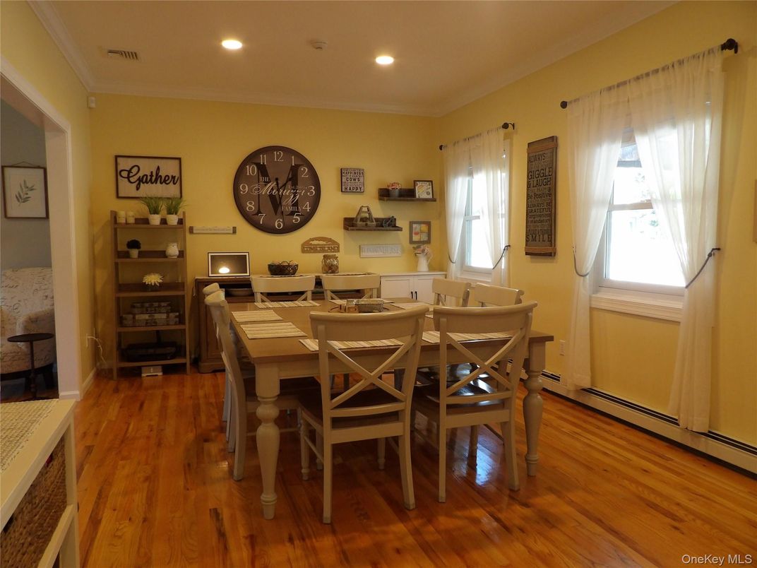 Dining room, Interior, Recessed Lighting, Wood Texture Flooring