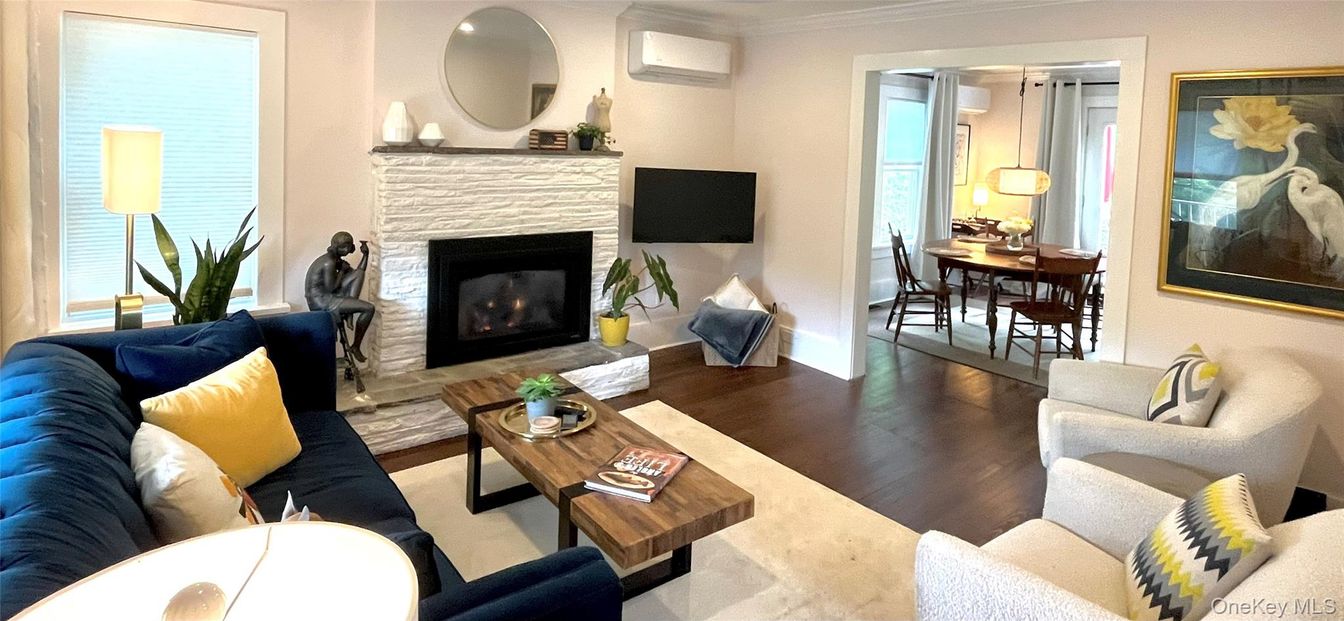 Dining room, Fireplace, Interior, Living room, Wood Texture Flooring