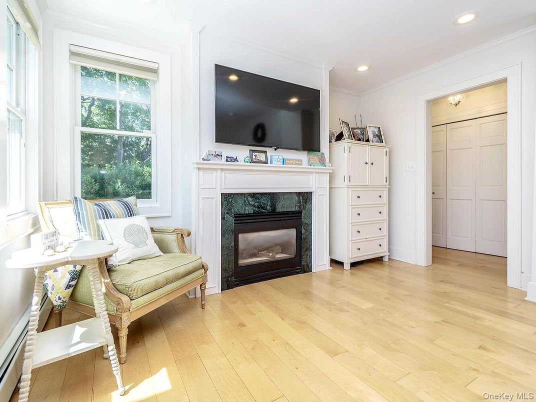 Fireplace, Interior, Recessed Lighting, Wood Texture Flooring