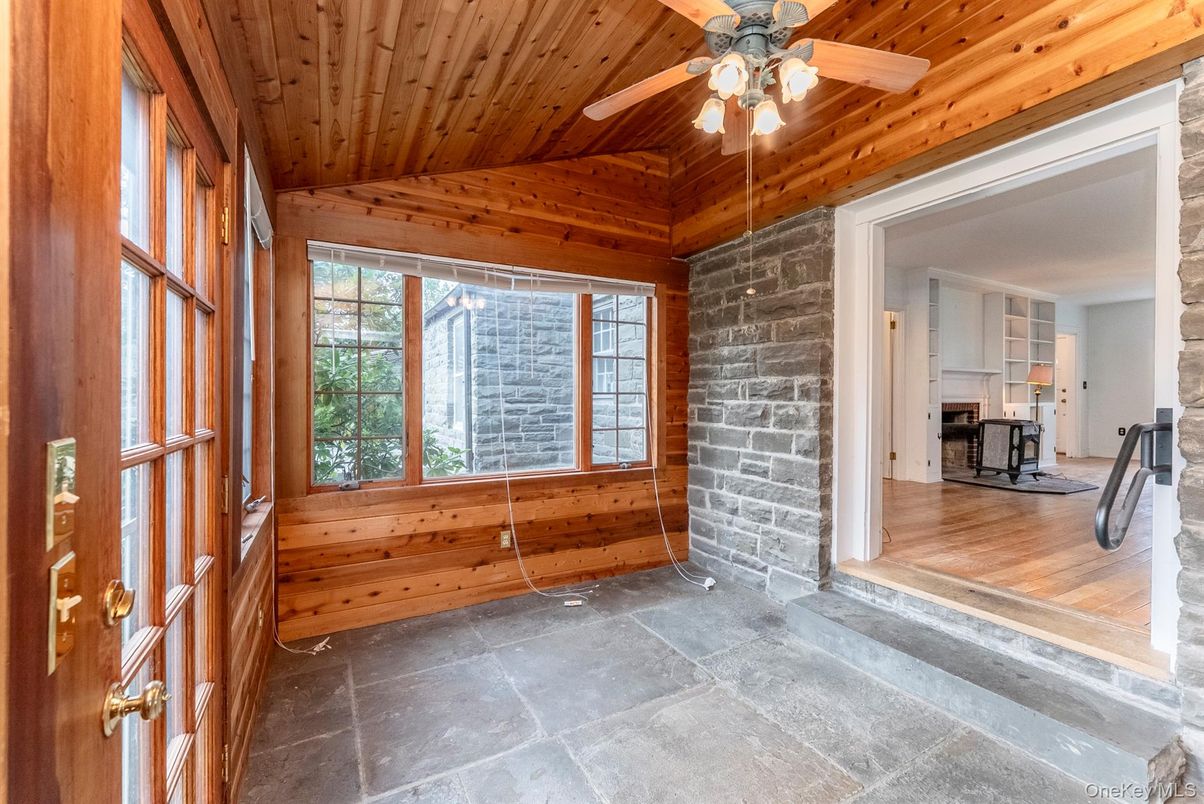 Empty room, Fireplace, Interior, Stone Walls, Wooden Ceilings, Wood Texture Flooring, Wooden Walls