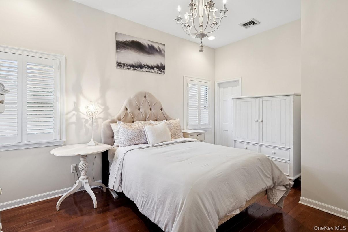Bedroom, Chandelier, Interior, Wood Texture Flooring