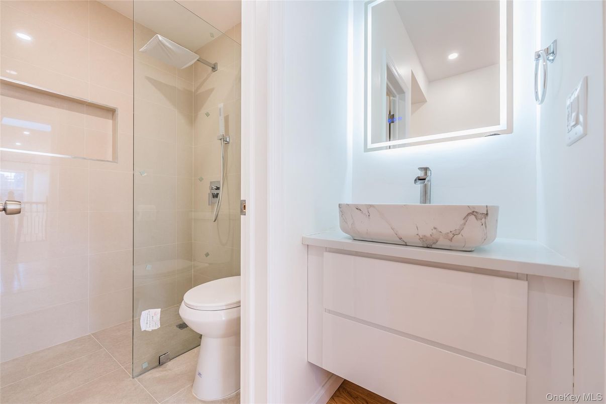 Bathroom, Glass Shower, Interior, Recessed Lighting