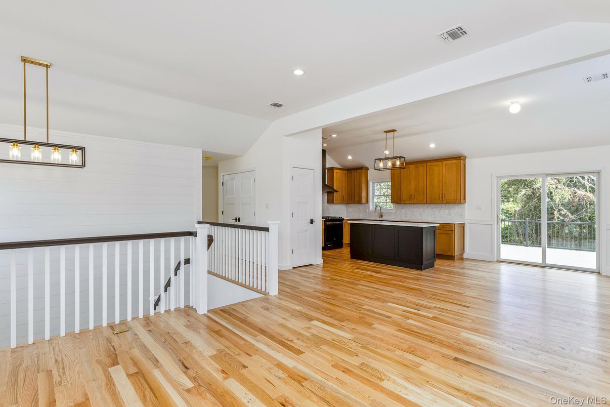 Interior, Kitchen, Pendant Lights, Recessed Lighting, Wood Texture Flooring
