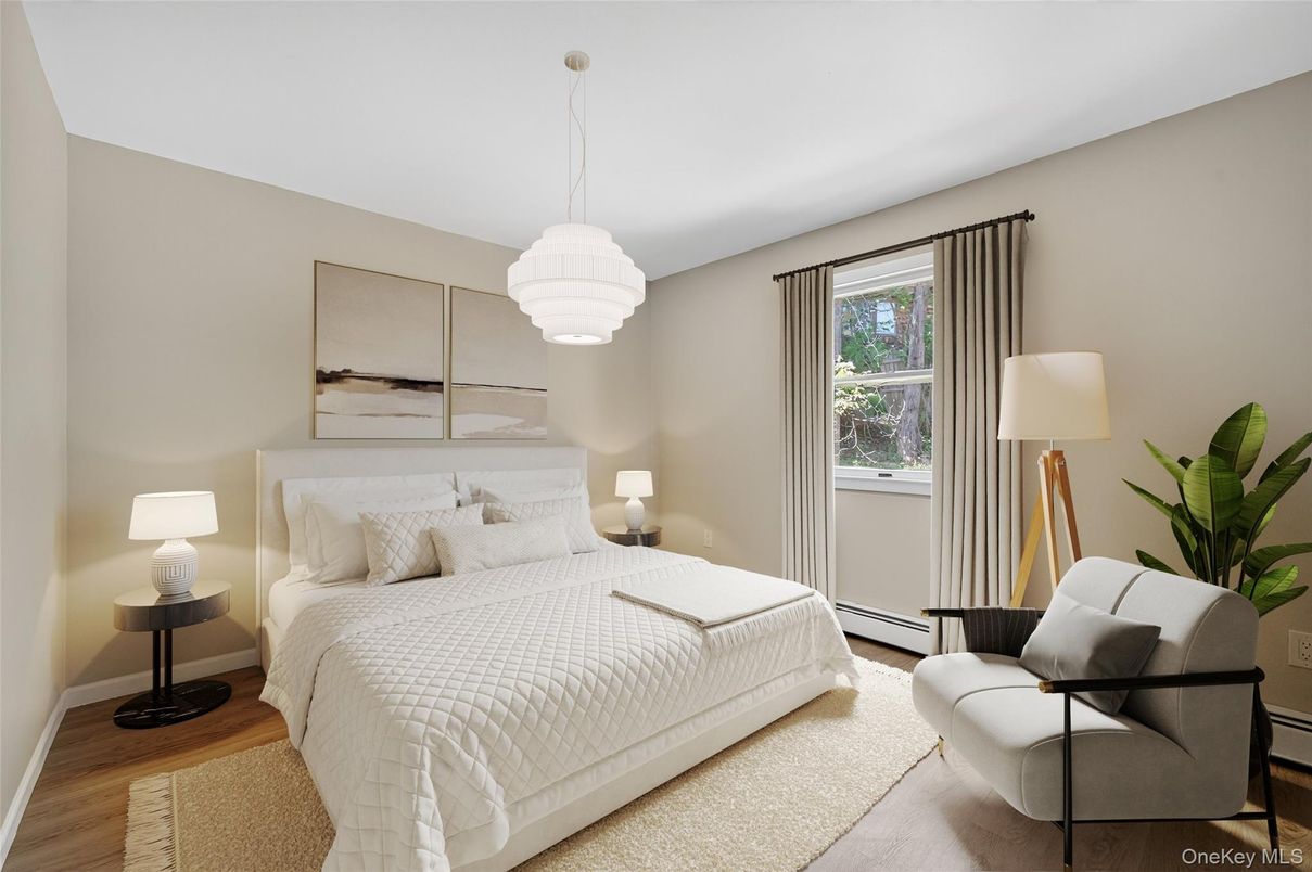 Bedroom, Chandelier, Interior, Wood Texture Flooring
