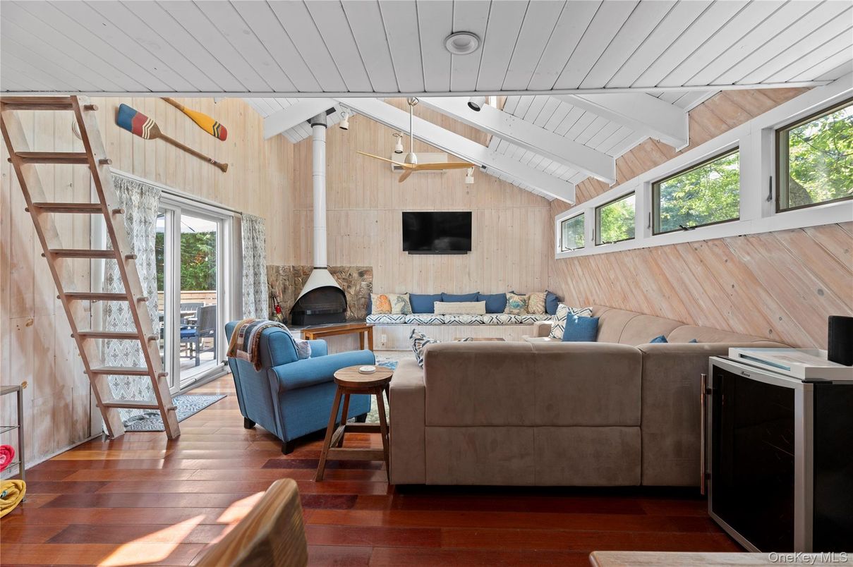 Fireplace, Interior, Living room, Wood Texture Flooring, Wooden Walls