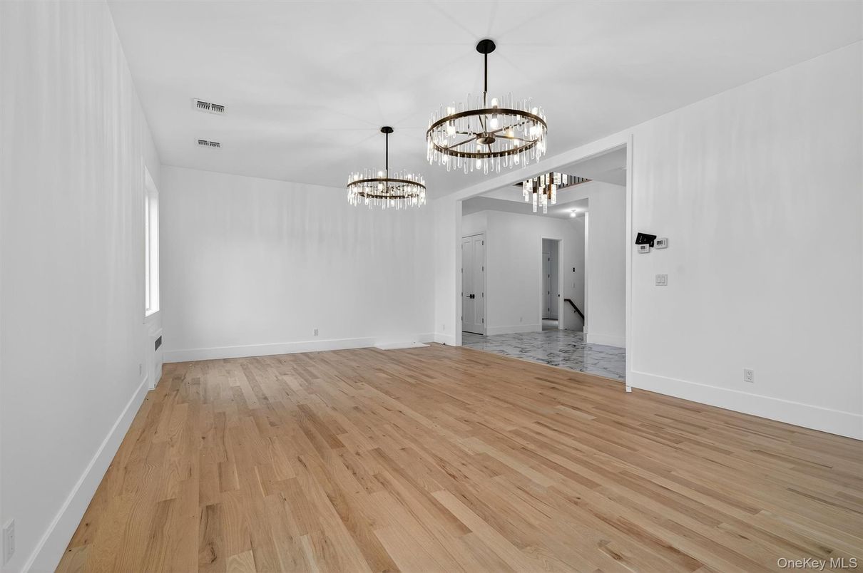 Chandelier, Empty room, Interior, Wood Texture Flooring
