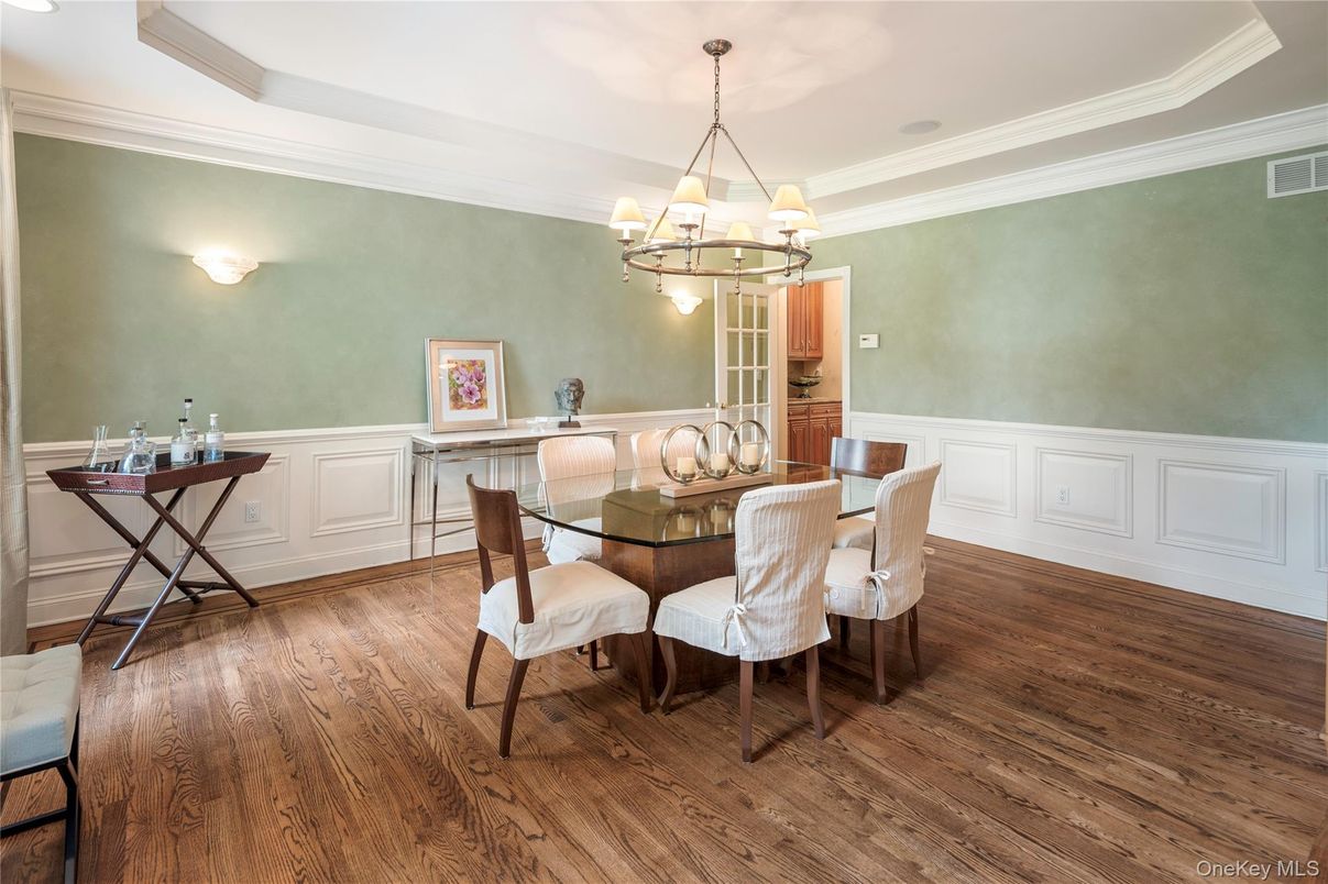 Chandelier, Dining room, Interior, Wood Texture Flooring