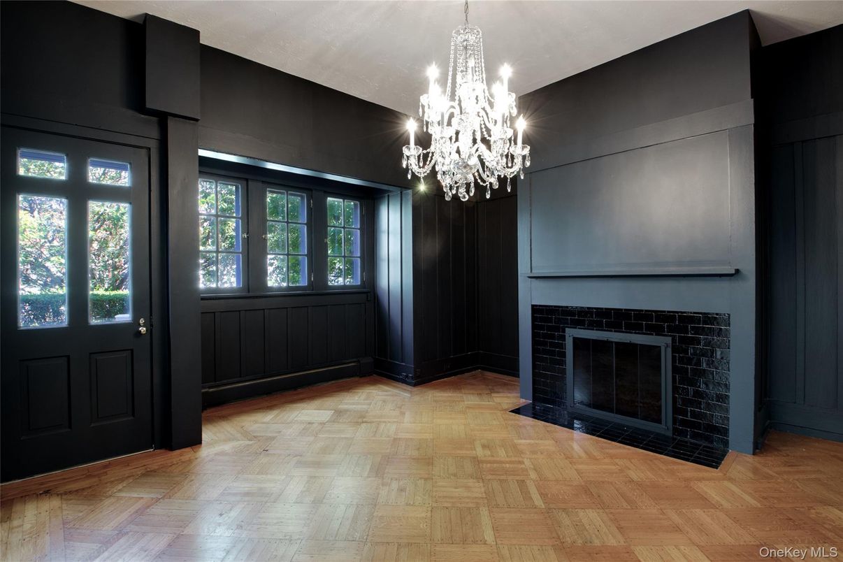 Chandelier, Fireplace, Interior, Wood Texture Flooring