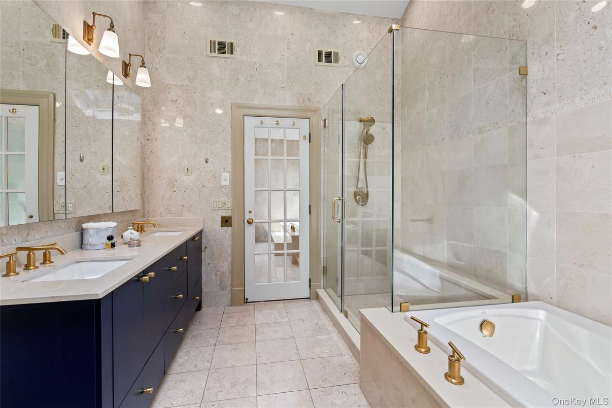Bathroom, Dual Sink Vanities, Glass Shower, Interior