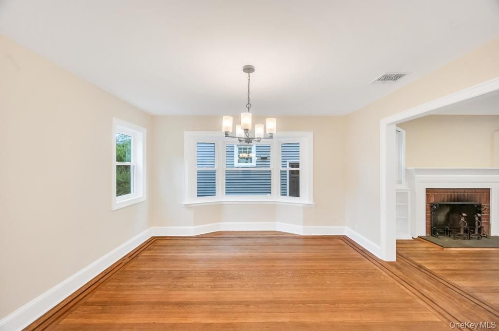 Chandelier, Empty room, Fireplace, Interior, Wood Texture Flooring