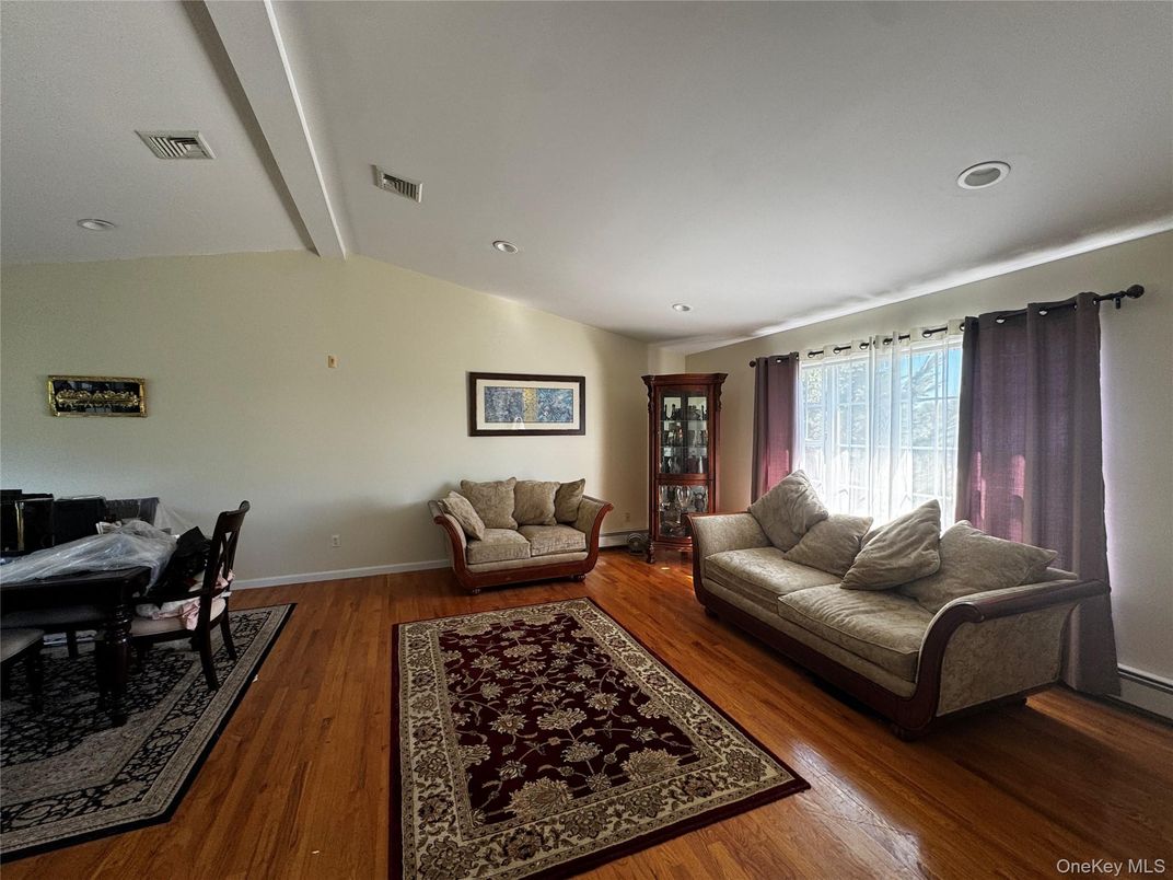 Dining room, Interior, Living room, Recessed Lighting, Wood Texture Flooring