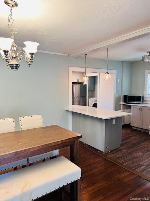 Chandelier, Dining room, Interior, Pendant Lights, Wood Texture Flooring