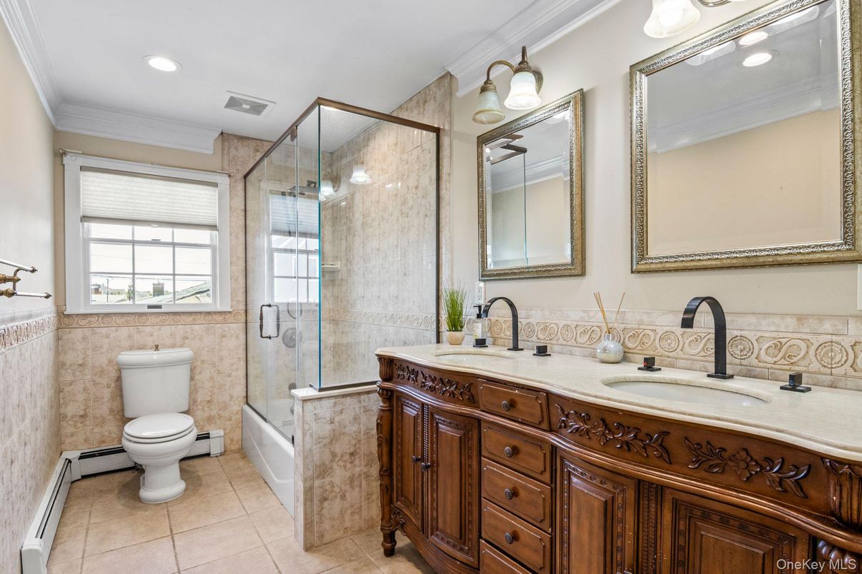 Bathroom, Dual Sink Vanities, Glass Shower, Interior, Recessed Lighting