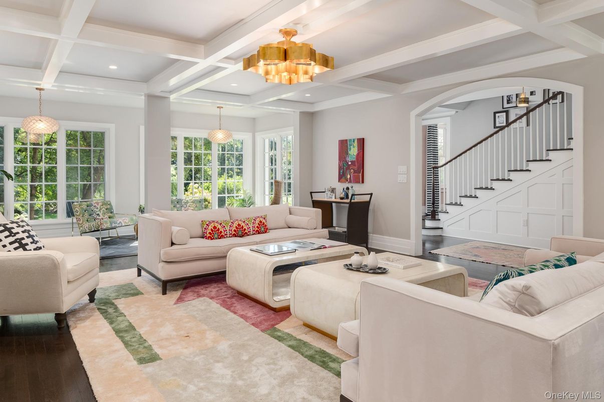 Chandelier, Interior, Living room, Pendant Lights, Recessed Lighting, Wood Texture Flooring
