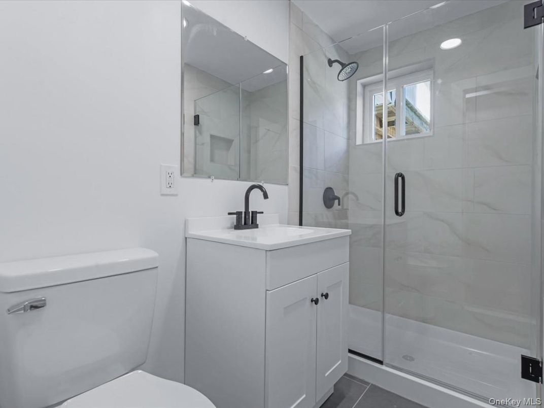 Bathroom, Glass Shower, Interior, Marble Walls, Recessed Lighting