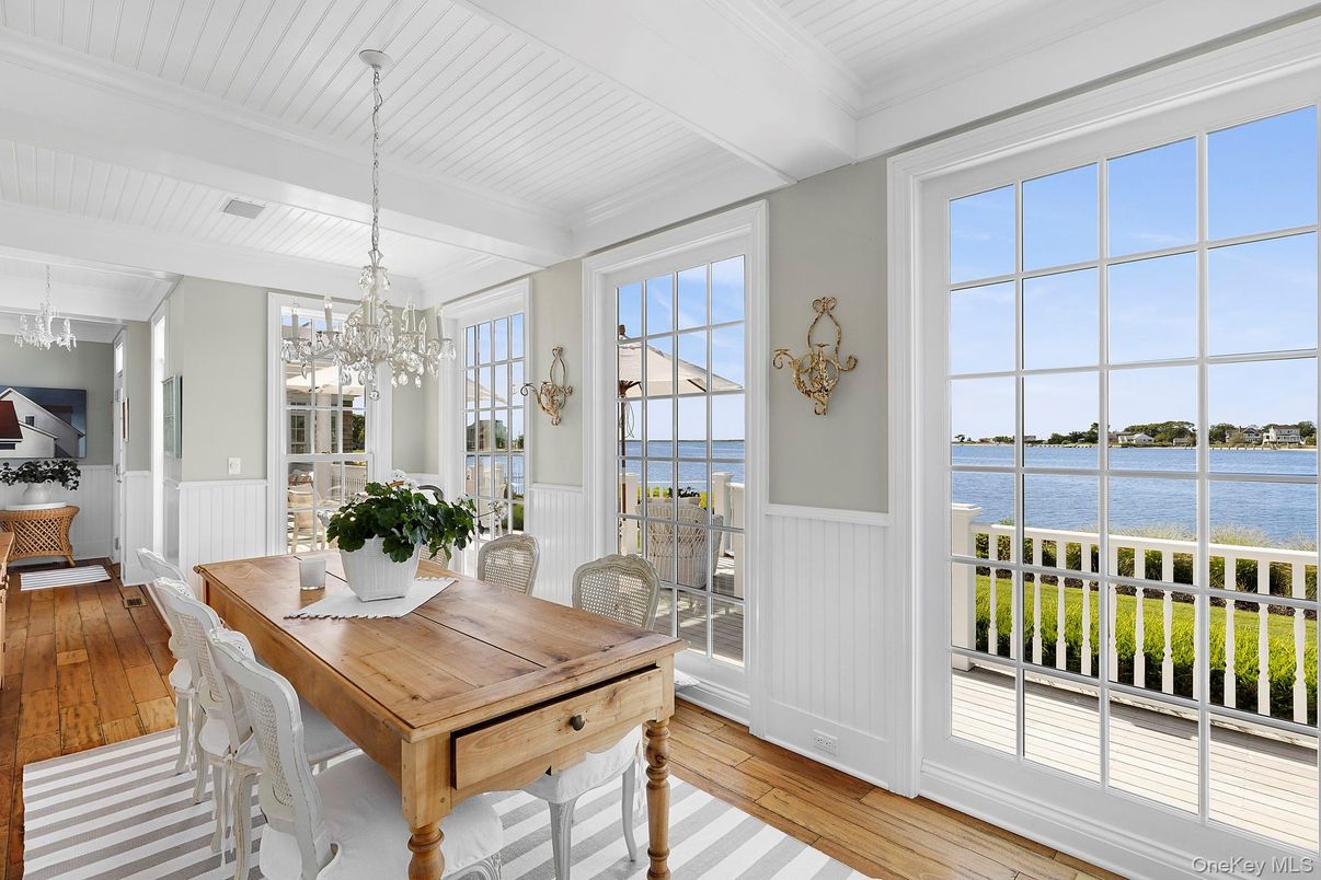 Chandelier, Dining room, Interior, Water, Wood Texture Flooring